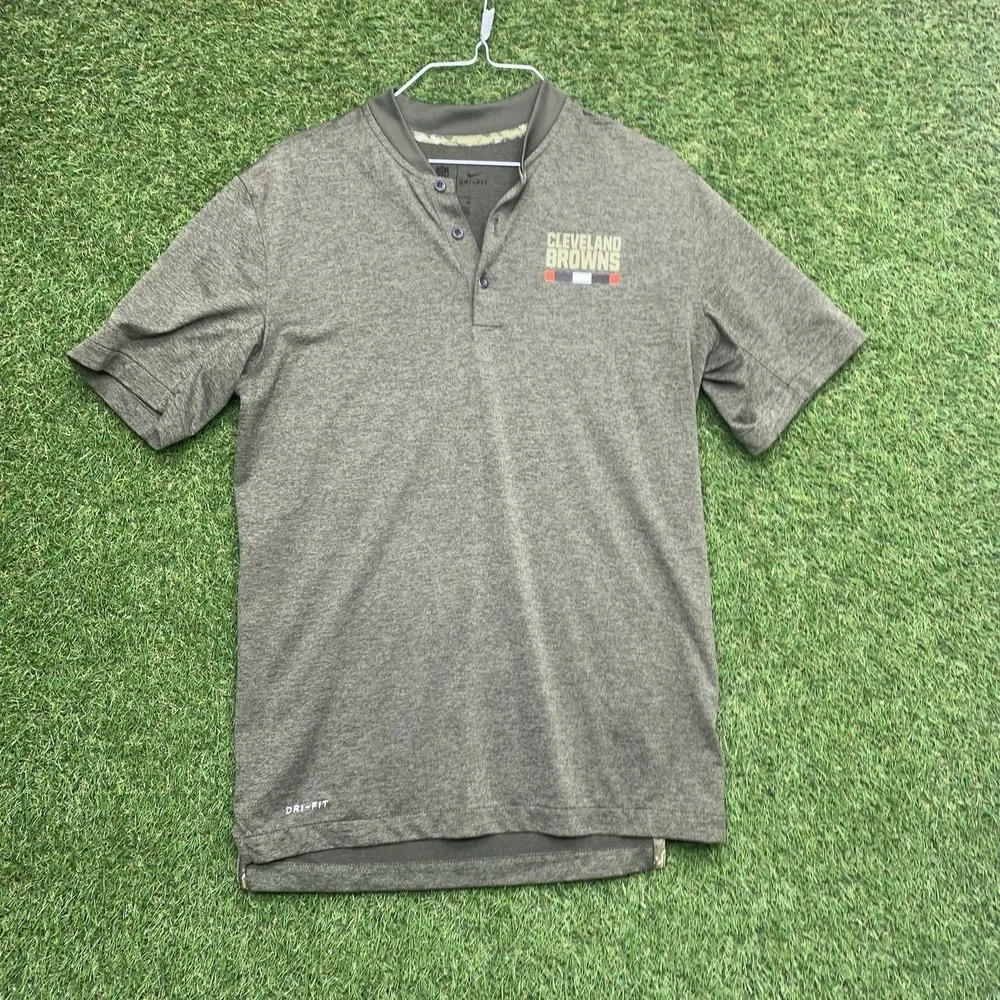 Cleveland Browns Nike Salute to Service Polo Mens Small Golf Dri-Fit Henley